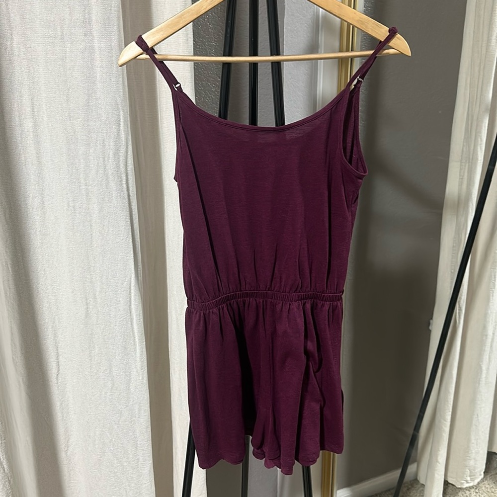 H&M Basic divided romper, maroon, size S